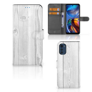 Motorola Moto E32 | Moto E32s Book Style Case White Wood