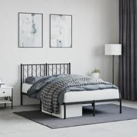 Bedframe met hoofdbord metaal zwart 120x200 cm