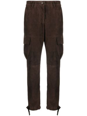 P.A.R.O.S.H. pantalon en daim à coupe droite - Marron