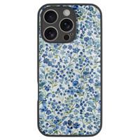 iPhone 16 Pro glazen hardcase - Vintage blue floral
