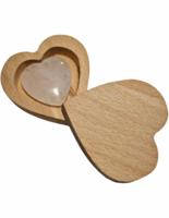 Bergkristal hartje in houten doosje liefdesgeschenk edelsteen cadeau - thumbnail