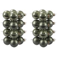 32x Graniet groene glazen kerstballen combi 8 cm mat/glans - thumbnail