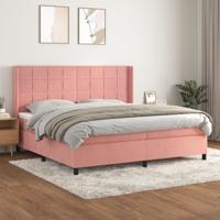 Boxspring met matras fluweel roze 200x200 cm