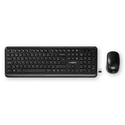 Nedis Muis en Toetsenbordset | Draadloos | USB | AZERTY | Belgisch | 1 stuks - KBMCW100BKBE KBMCW100BKBE