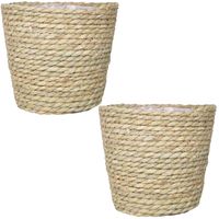 Set van 3x stuks naturel rotan manden van gedraaid touw/riet 17,5 cm