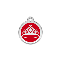 Crown Red roestvrijstalen hondenpenning small/klein dia. 2 cm - Reddingo