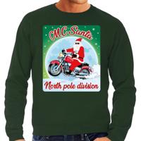 Foute Kersttrui - sweater - MC Santa North Pole division - motorrijders - bikers - groen - voor here