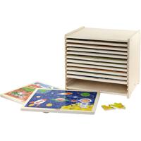 VIGA puzzelrek met 12 puzzels, h: 275, l: 315 mm, b: 235 mm, afm 31x27x23 cm, 12x24 delen, 12 onderdelen/ 1 set