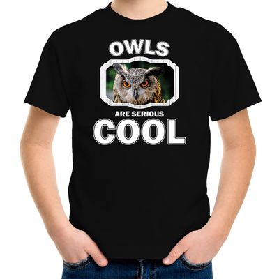 Dieren uil t-shirt - zwart - kinderen - owls are cool - shirt - jongens en meisjes