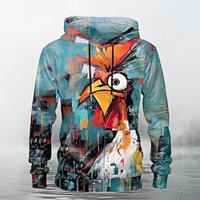 dier Grappig Voor heren Modieus 3D-afdrukken Trui met capuchon Hoodies blauw Strakke ronde hals Herfst Winter Ontwerper Sweatshirt met capuchon Lightinthebox