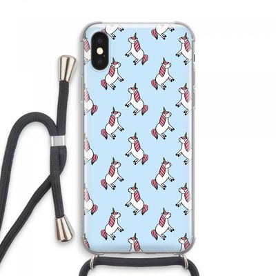 Eenhoorns overal: iPhone XS Max Transparant Hoesje met koord