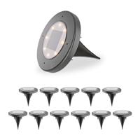 HOFTRONIC™ Ellis 12x Solar grondspots - 8 LEDs - 3000K warmwit licht - IP65 waterdicht - Incl. schemerschakelaar - Zwart