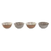 Kommenset Home ESPRIT Bruin Beige Porselein Blommor Shabby Chic 15 x 15 x 7 cm