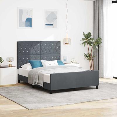 Bedframe met hoofdeinde Donkergrijs 140 x 190 cm Fluweel