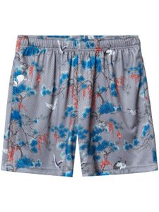 John Elliott short perforé à imprimé Tsuru - Gris