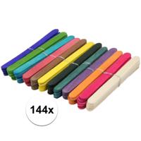 144x gekleurde knutselhoutjes - 11 cm - knutselen - hobby ijslollie stokjes