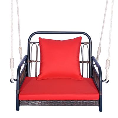 Terrasschommel Belastbaar tot 180 kg Hangstoel met Zit- en Rugkussens Metalen Frame en Hangtouwen Hangstoel voor Veranda en Achtertuin