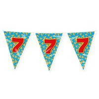 Paperdreams Verjaardag 7 jaar thema Vlaggetjes - Feestversiering - 10m - Folie - Dubbelzijdig - Vlaggenlijnen