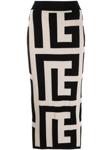 Balmain jupe mi-longue à motif monogrammé - Tons neutres