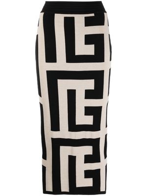 Balmain jupe mi-longue à motif monogrammé - Tons neutres
