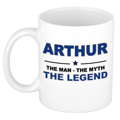 Arthur cadeau mok - man myth legend - naam koffiemok / beker - wit en blauw - 300 ml Arthur cadeau mok - man myth legend - naam koffiemok / beker - wit en blauw - 300 ml