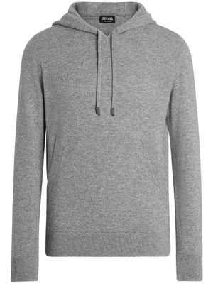 Zegna hoodie en cachemire à lien de resserrage - Gris