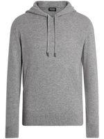 Zegna hoodie en cachemire à lien de resserrage - Gris