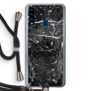 Zwart marmer: Samsung Galaxy A20s Transparant Hoesje met koord