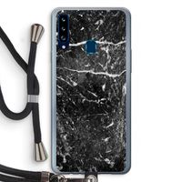 Zwart marmer: Samsung Galaxy A20s Transparant Hoesje met koord