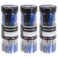 100x stuks balpennen rood/zwart/blauw 14 cm - thumbnail