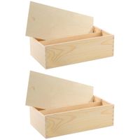 2x Houten wijnkist/verpakking met schuifdeksel 35,5x20x10,8 cm - thumbnail