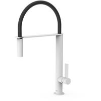 Keukenkraan Tres Top | Opbouw | 360° Draaibaar | Uitrekbare sproeier | Mengkraan | 1-hendel | Rond | Wit mat