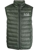 Ea7 Emporio Armani gilet matelassé à logo imprimé - Vert - thumbnail