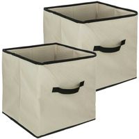 Set van 2x opbergmand 29 liter beige 31 x 31 x 31 cm - thumbnail