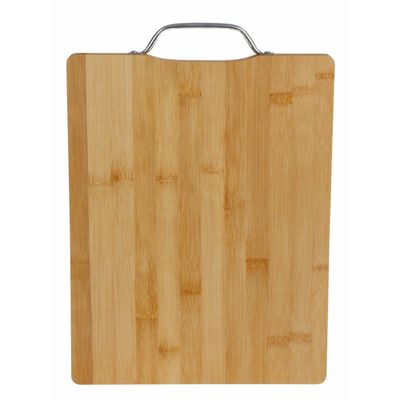 Bamboe houten snijplank/serveerplank met metalen handvat L33 x B25 cm