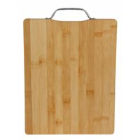 Bamboe houten snijplank/serveerplank met metalen handvat L33 x B25 cm