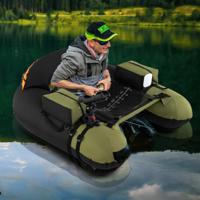 Opblaasbare Rubberboot Visboot met Verstelbare Hengelhouder Vissenhakenstator Aluminium Peddel Groen