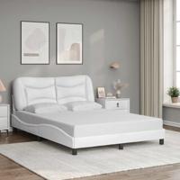 Bedframe met hoofdbord kunstleer wit 140x190 cm