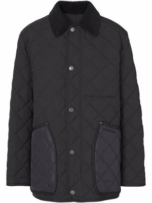 Burberry veste matelassée à col en velours côtelé - Noir