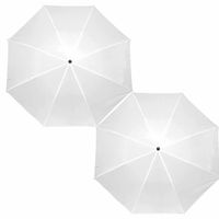 2x stuks kleine opvouwbare paraplus wit 93 cm - Paraplu's