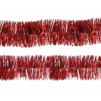 Decoris folie kerstslingers 4x stuks - rood - kunststof - 270 cm