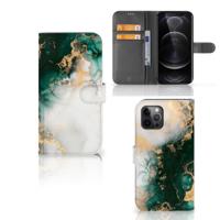 Bookcase voor Apple iPhone 12 Pro Max Marmer Groen