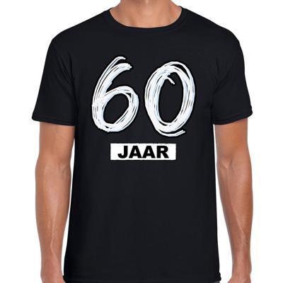 Leeftijd 60 jaar - verjaardag cadeau t-shirt - zwart - voor heren - korte mouwen - katoen