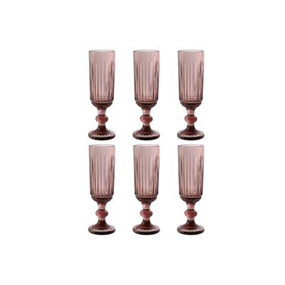 Set van bekers Home ESPRIT Roze Kristal 6 x 6 x 18,4 cm (6 Stuks)