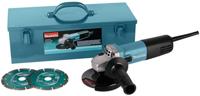 Makita 9558hnrgk3 | haakse slijper met vastzetschakelaar | 230 v | 125mm | in stalen koffer | incl. accessoire set