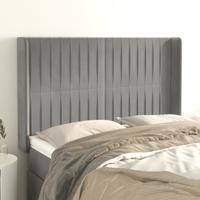 Hoofdbord met randen 147x16x118/128 cm fluweel lichtgrijs