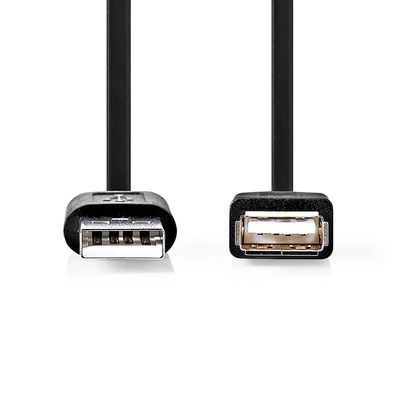 Nedis USB-Kabel | USB 2.0 | USB-A Male | USB-A Female | 480 Mbps | Vernikkeld | 1.00 m | Rond | PVC | Zwart | Label - CCGL60010BK10
