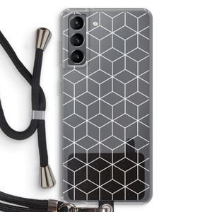 Zwart-witte kubussen: Samsung Galaxy S21 Transparant Hoesje met koord