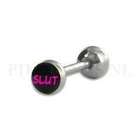 Tongpiercing logo Slut 6 mm bal