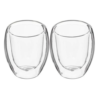 Secret de Gourmet Espressokopjes - 2x stuks - dubbelwandig glas - 70 ml - ristretto kopjes